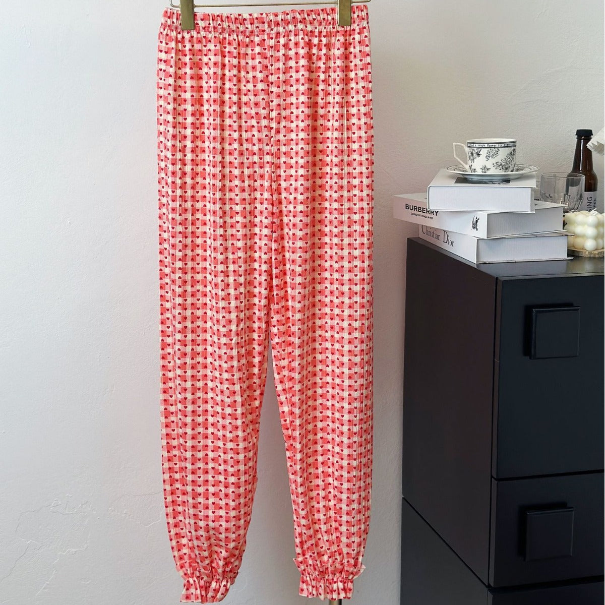 Wholesale Plaid Casual Wide-leg Women's Summer Pajama Pants High Waist Straight Loose Walking Pants